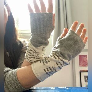 Hand Crafted Gray and Cream Fingerless Reading Gloves - Little Women (2 pairs)